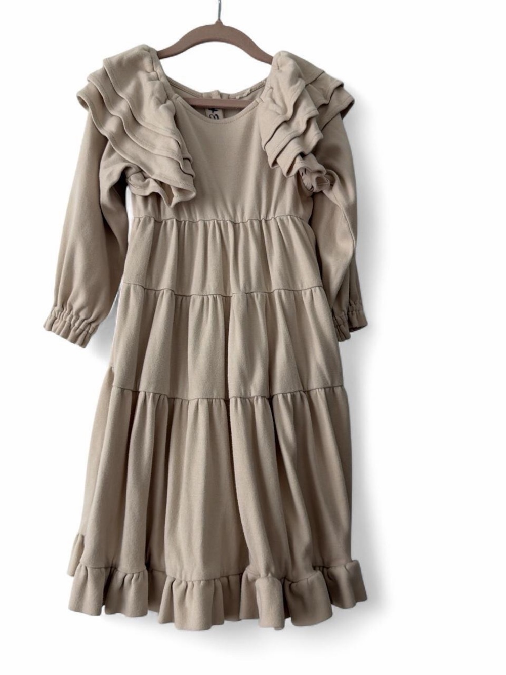 Boutique Kids Ruffled Maxi Tiered Dress in Beige size 3T
